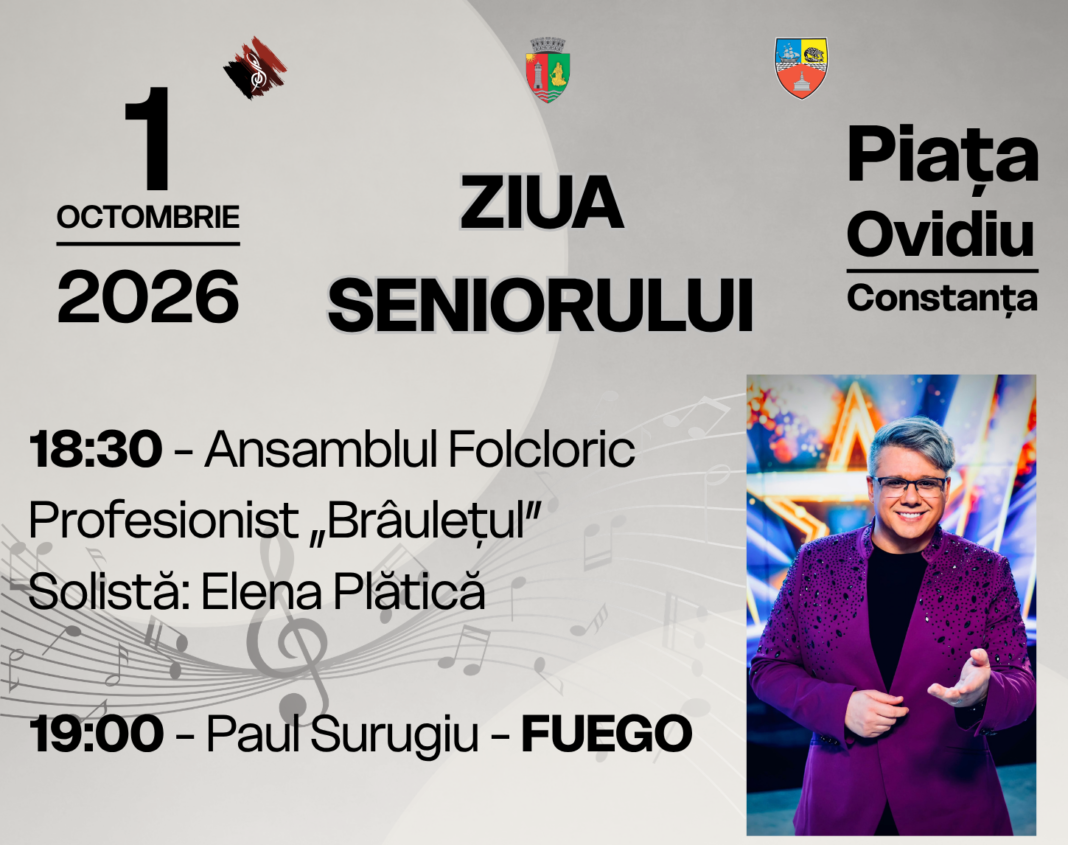 Ansamblul „Brâulețul”, de Ziua Seniorului, în Piața Ovidiu